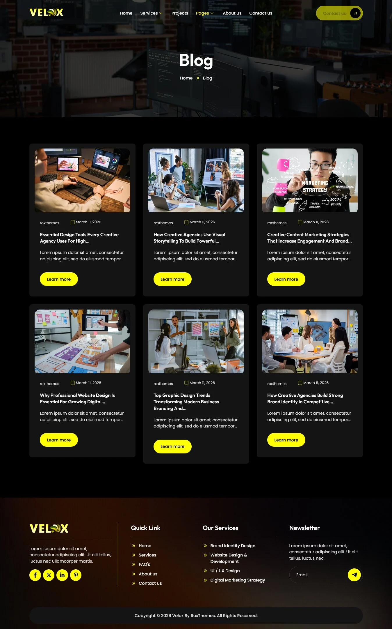 Velox- 创意机构 & 作品集 Elementor 模板套件 Preview 5