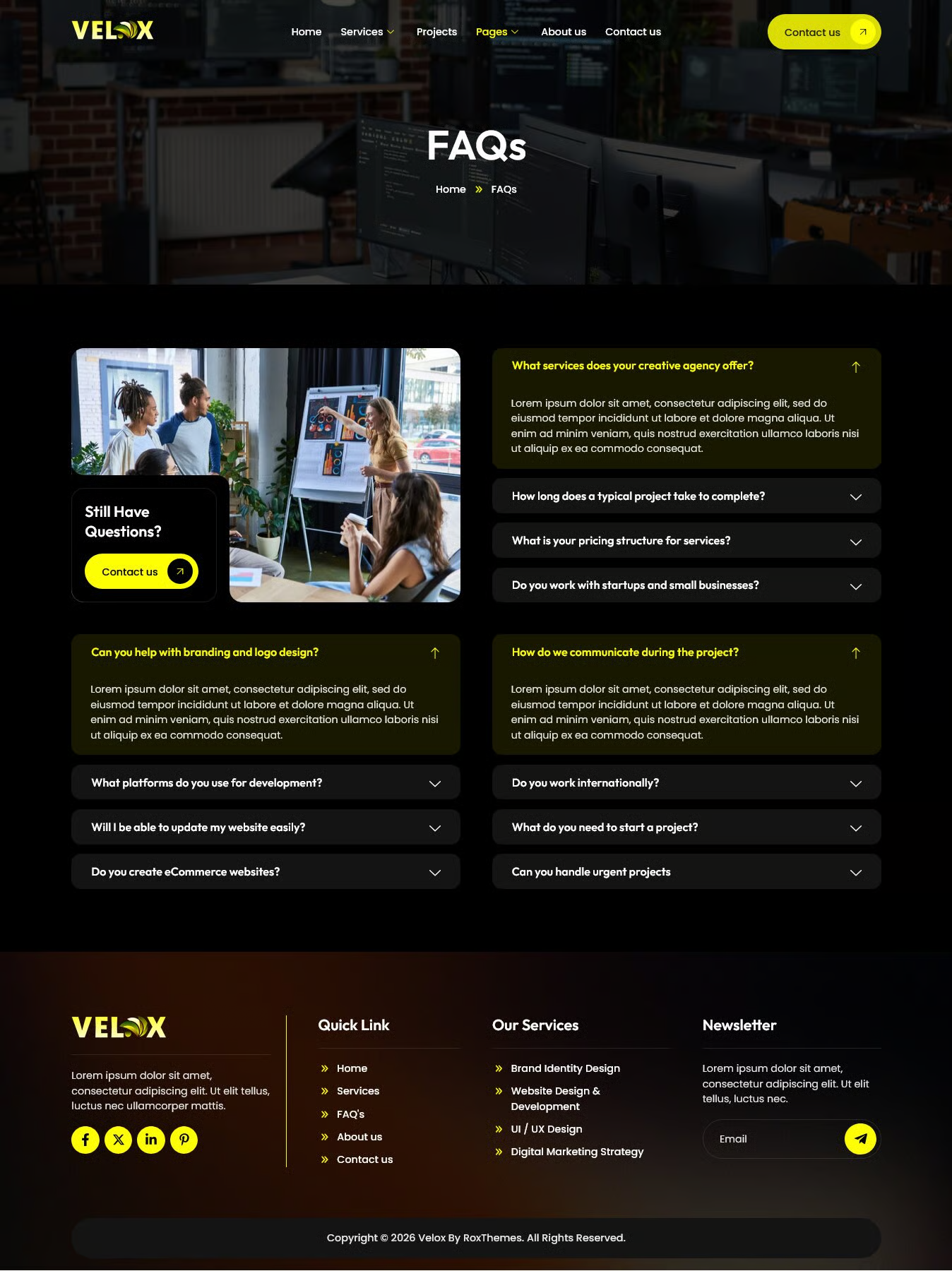 Velox- 创意机构 & 作品集 Elementor 模板套件 Preview 4