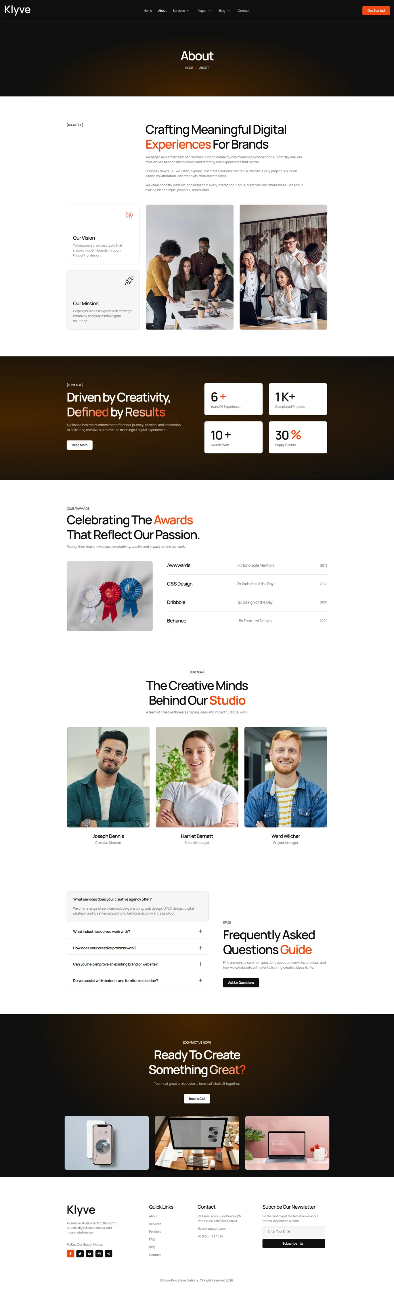 Klyve- 创意机构 Elementor 模板套件 Preview 1