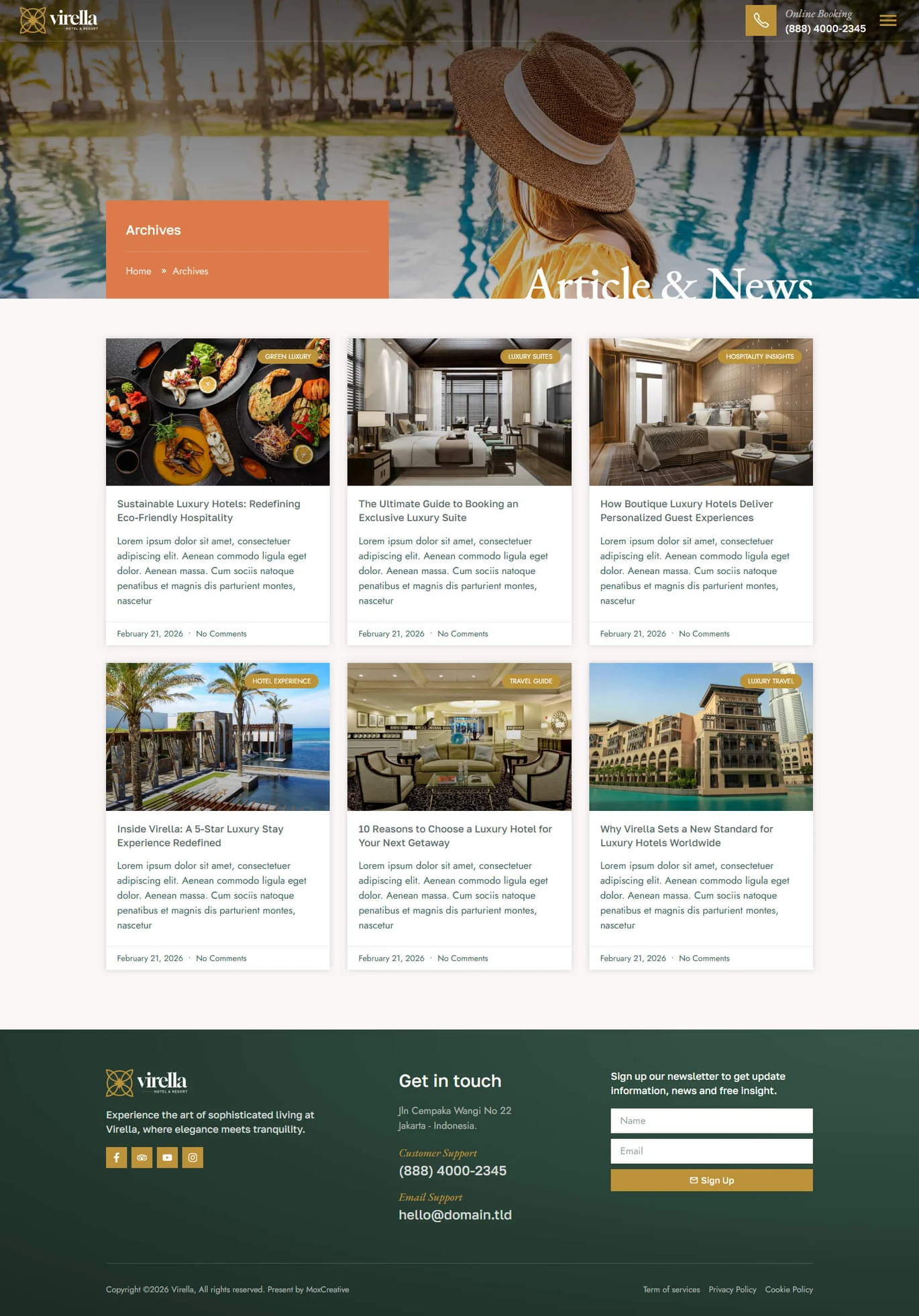 Virella-豪华酒店及度假胜地 Elementor Pro 模板套件 Preview 1