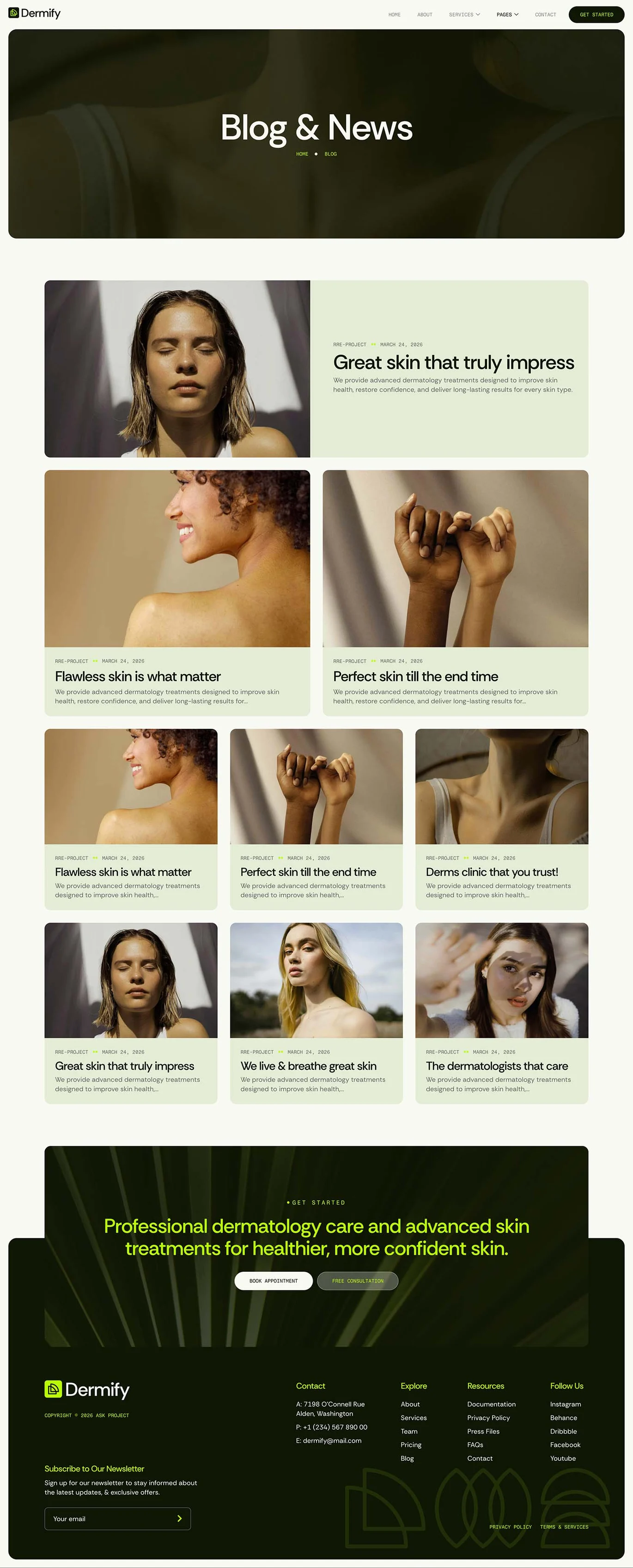Dermify- 皮肤科诊所 Elementor 模板套件 Preview 1