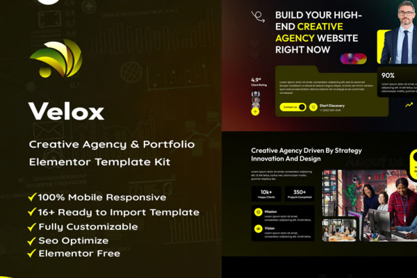 Velox- 创意机构 & 作品集 Elementor 模板套件