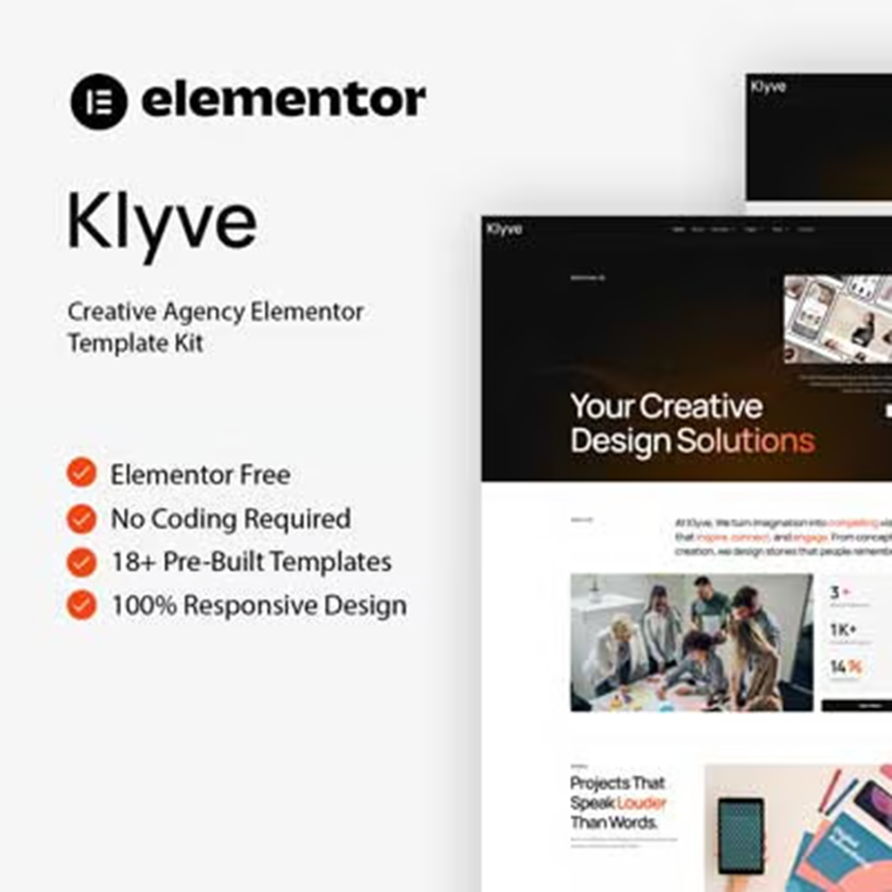 Klyve- 创意机构 Elementor 模板套件
