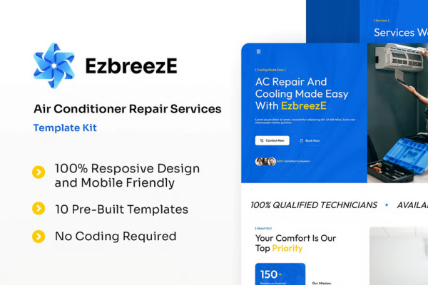 EzbreezE- 空调维修服务 Elementor 模板套件
