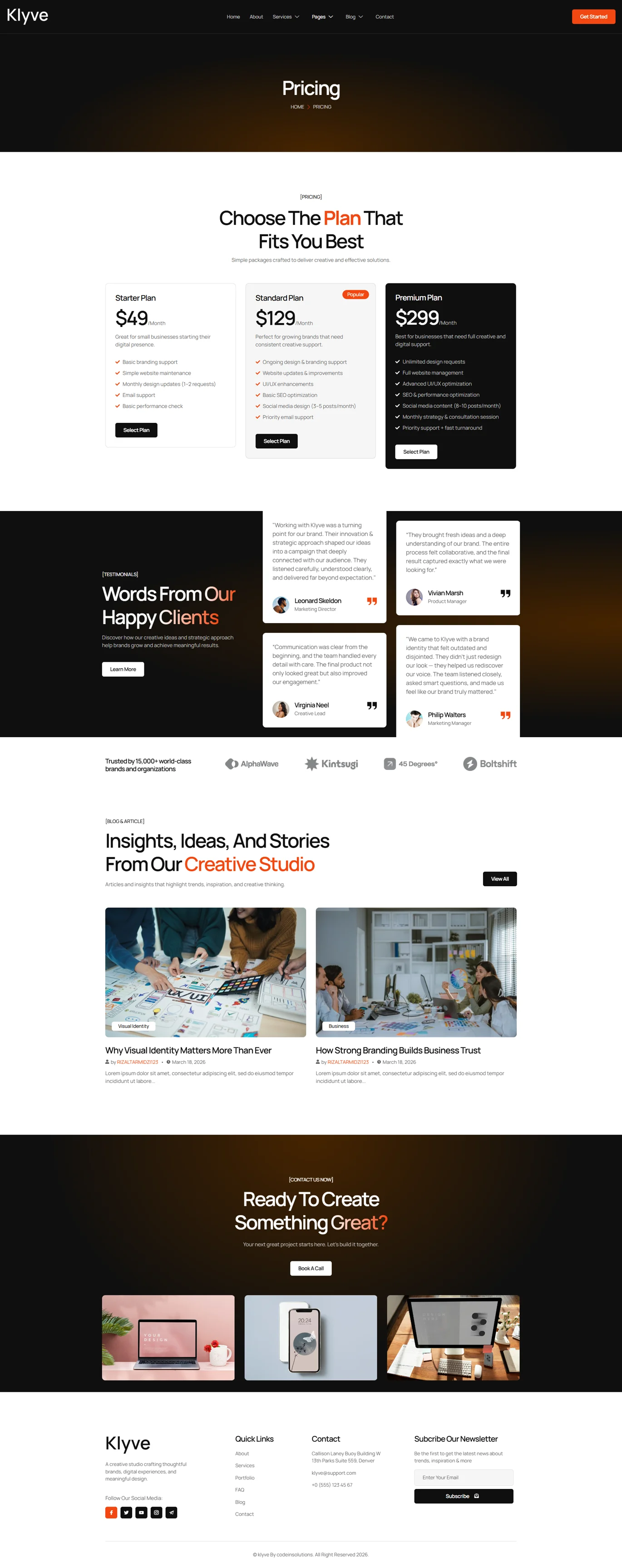 Klyve- 创意机构 Elementor 模板套件 Preview 2