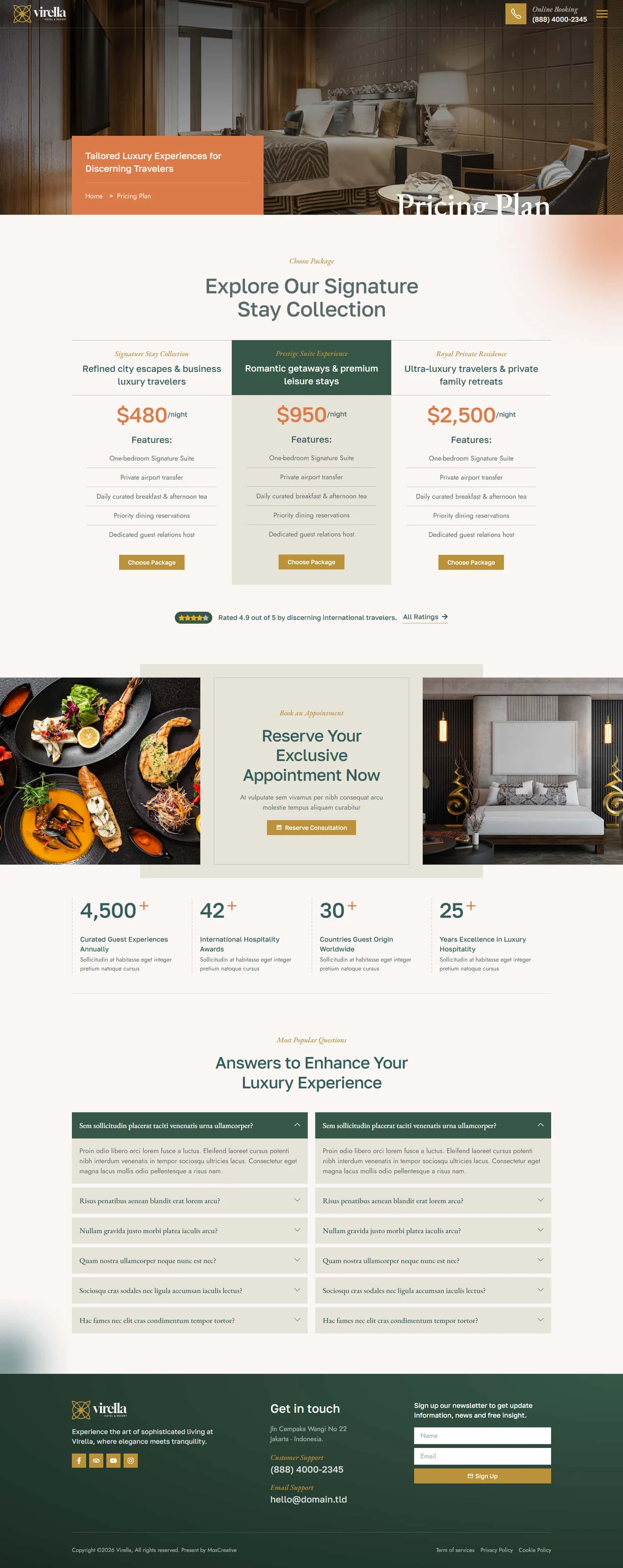 Virella-豪华酒店及度假胜地 Elementor Pro 模板套件 Preview 2