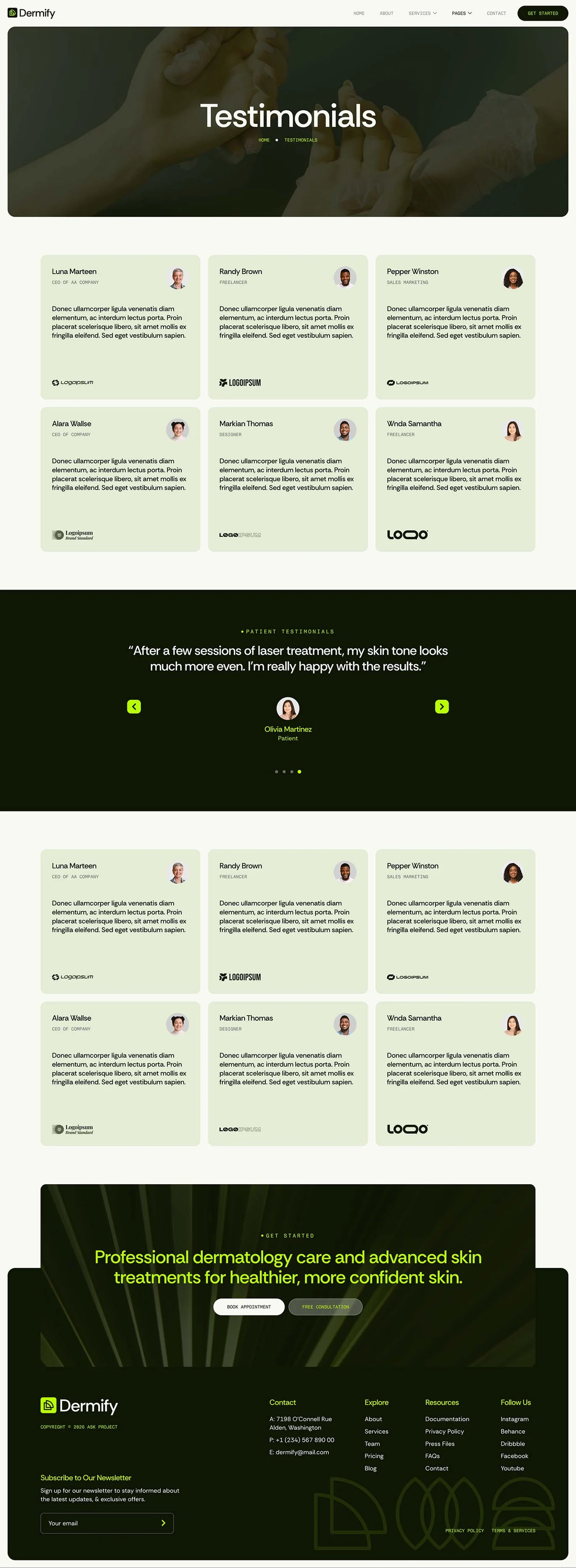 Dermify- 皮肤科诊所 Elementor 模板套件 Preview 2