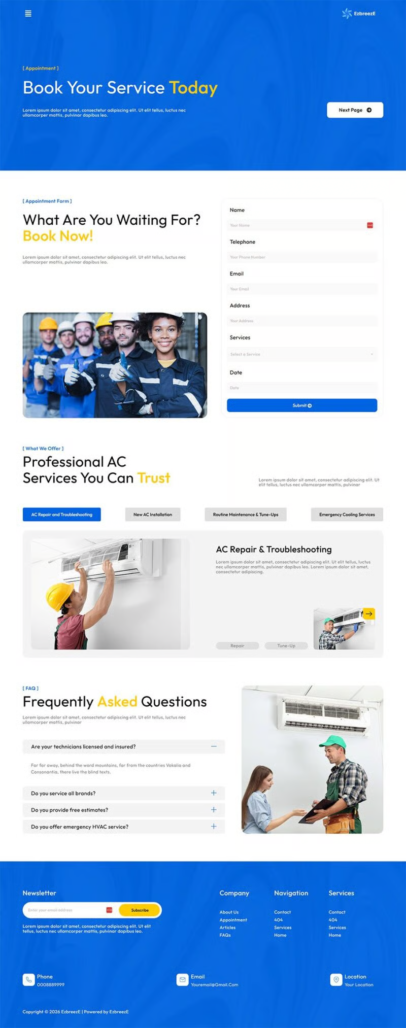 EzbreezE- 空调维修服务 Elementor 模板套件 Preview 11