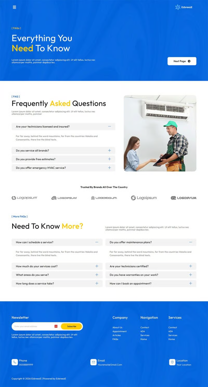 EzbreezE- 空调维修服务 Elementor 模板套件 Preview 4