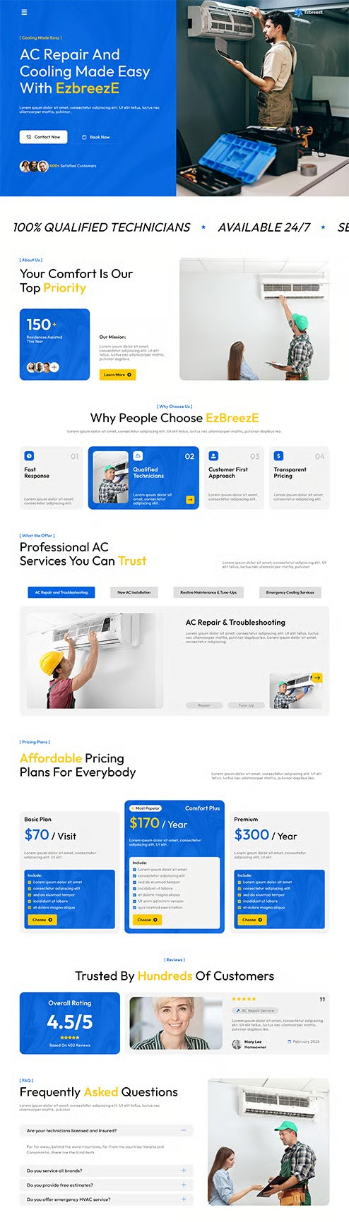 EzbreezE- 空调维修服务 Elementor 模板套件 Preview 5
