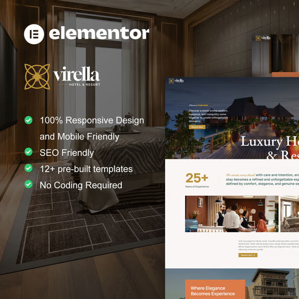Virella-豪华酒店及度假胜地 Elementor Pro 模板套件