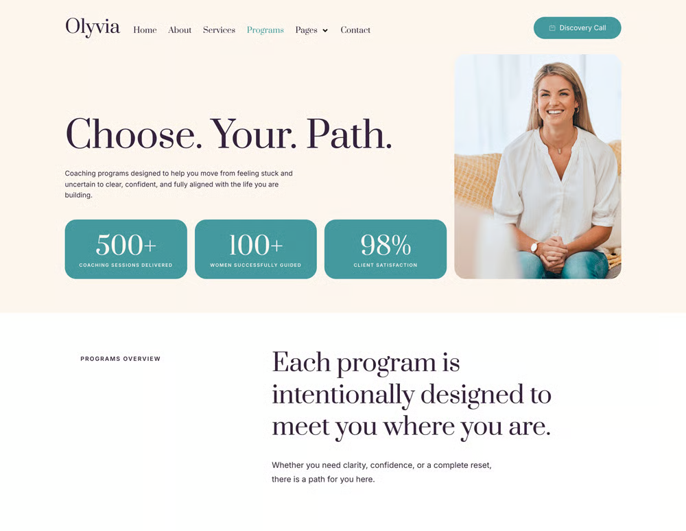 Olyvia-人生教练与个人成长 专业版 Elementor 模板套件 Preview 13