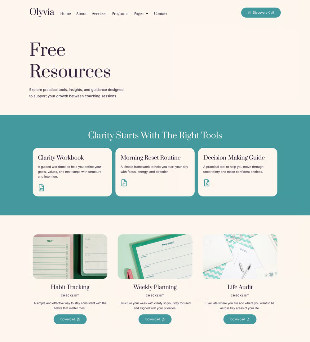 Olyvia-人生教练与个人成长 专业版 Elementor 模板套件 Preview 6