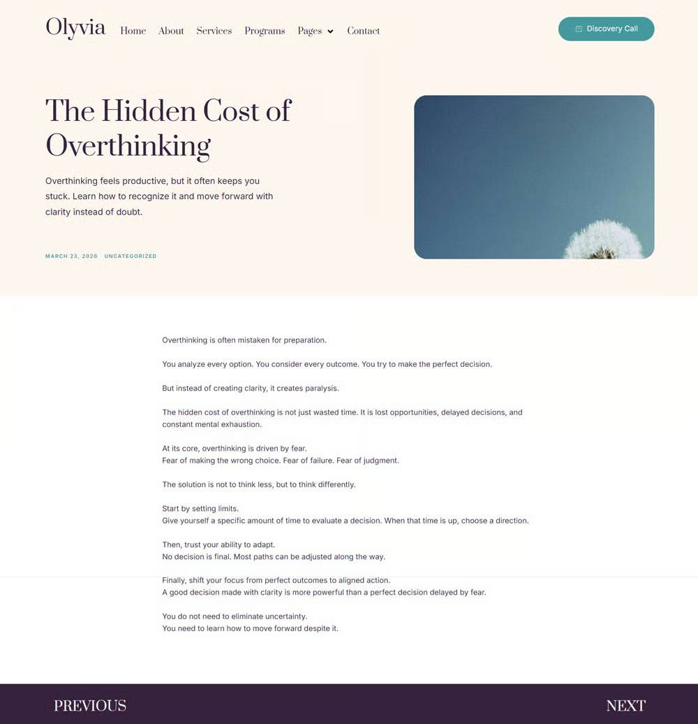 Olyvia-人生教练与个人成长 专业版 Elementor 模板套件 Preview 5