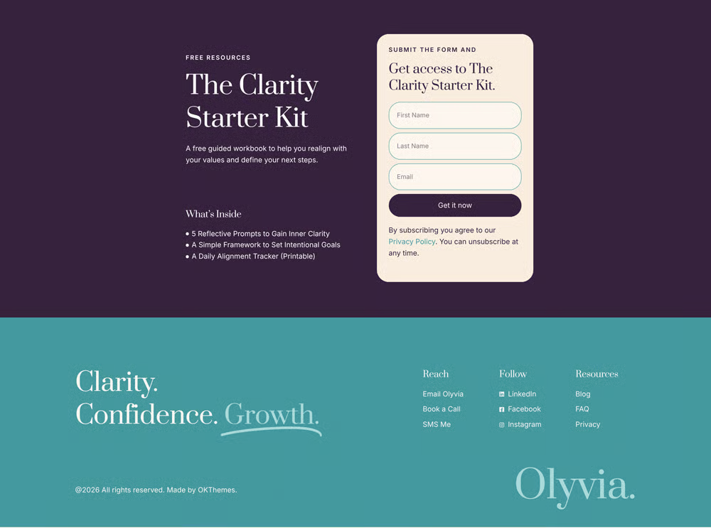 Olyvia-人生教练与个人成长 专业版 Elementor 模板套件 Preview 2