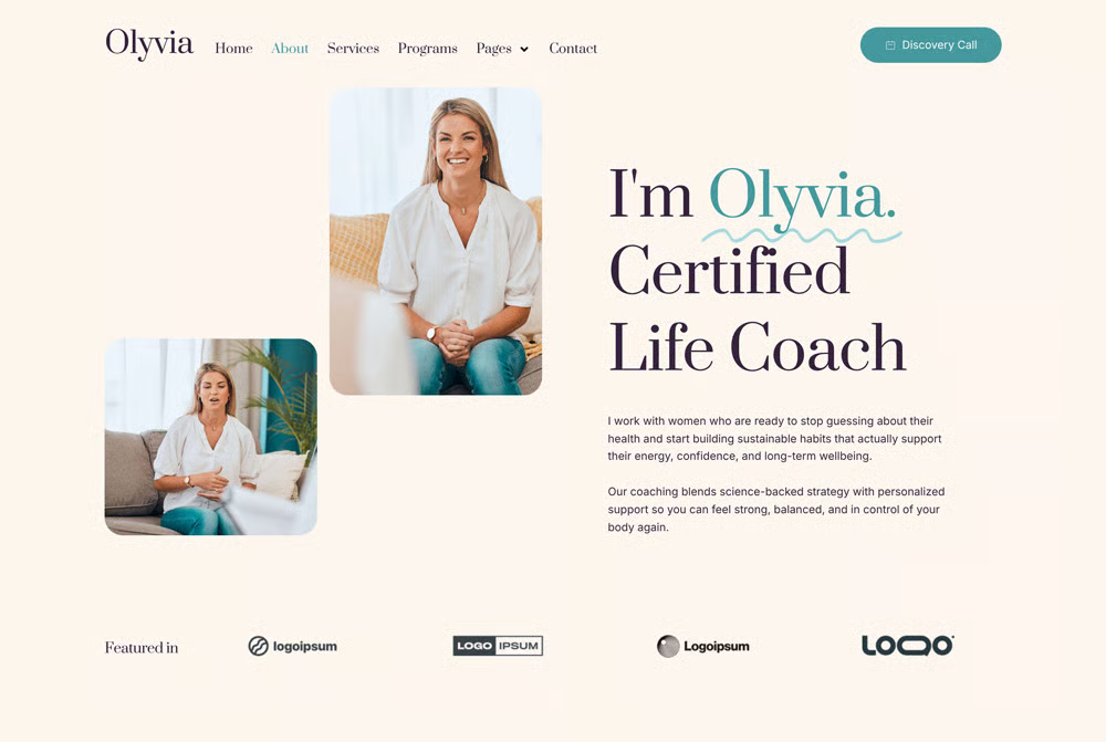 Olyvia-人生教练与个人成长 专业版 Elementor 模板套件 Preview 9