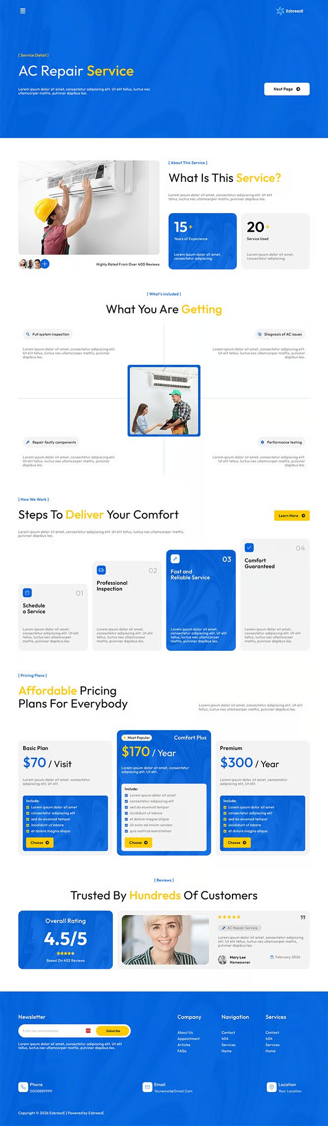 EzbreezE- 空调维修服务 Elementor 模板套件 Preview 10