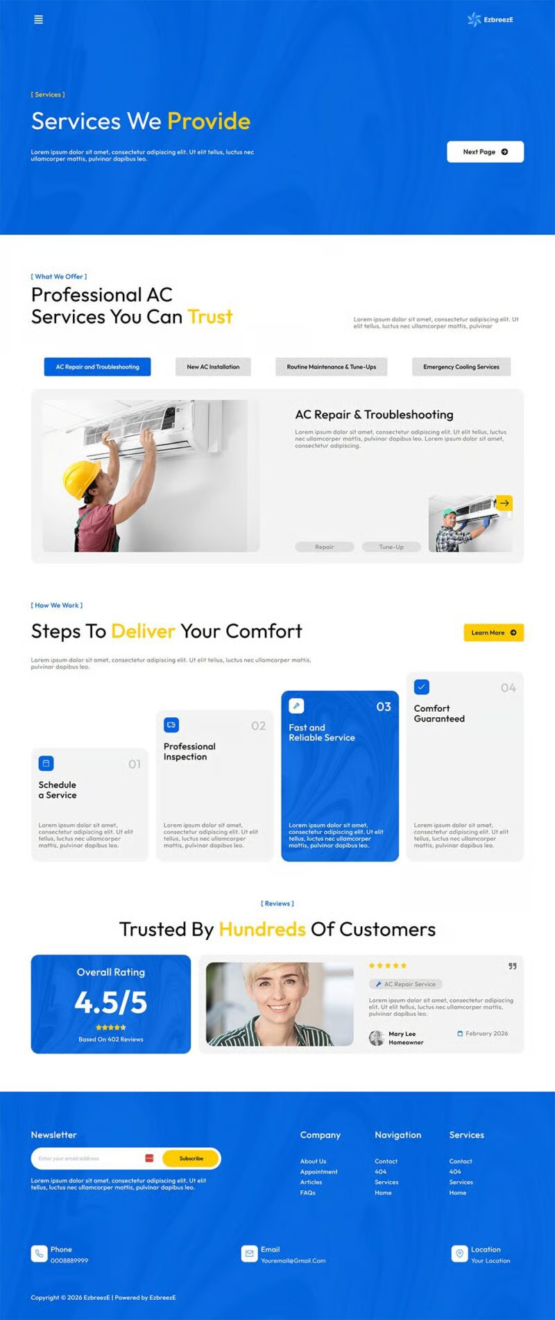 EzbreezE- 空调维修服务 Elementor 模板套件 Preview 8