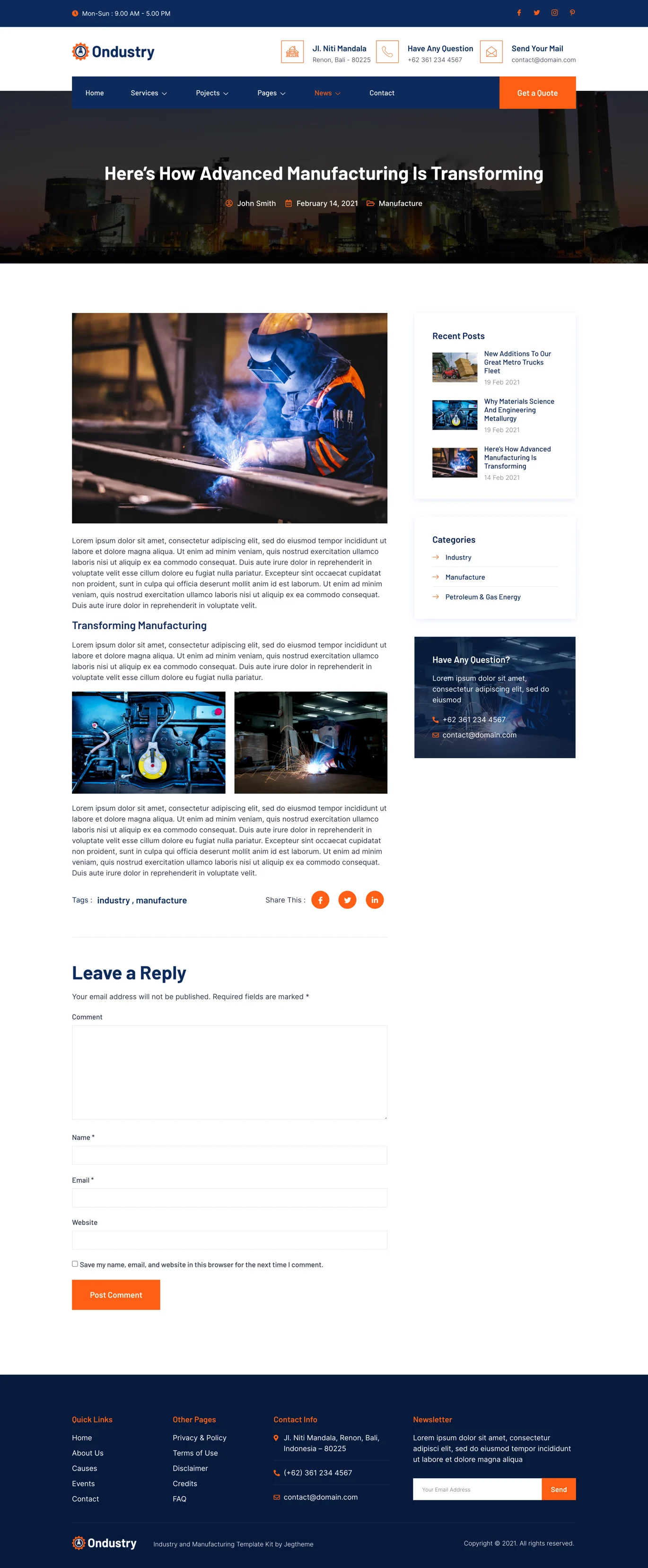 Ondustry-工业和制造企业Elementor套件 Preview 12