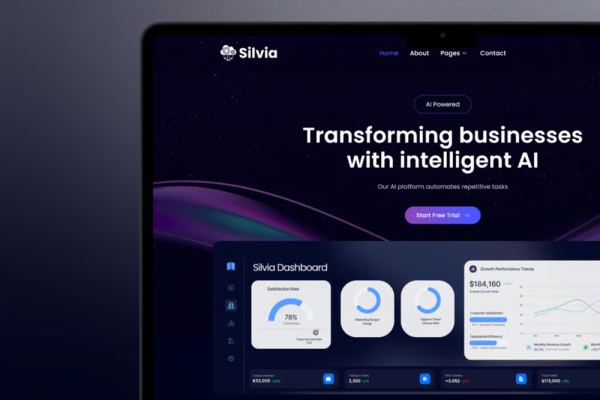 Silvia – 人工智能 SaaS 初创企业 Elementor 模板套件