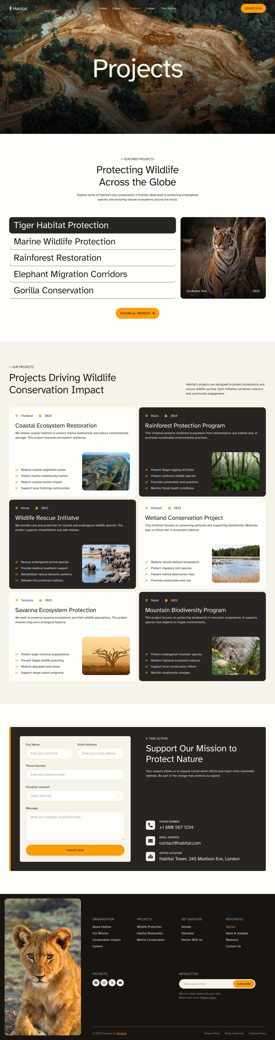 Habitat- 野生动物与生态保护 Elementor 模板套件 Preview 2