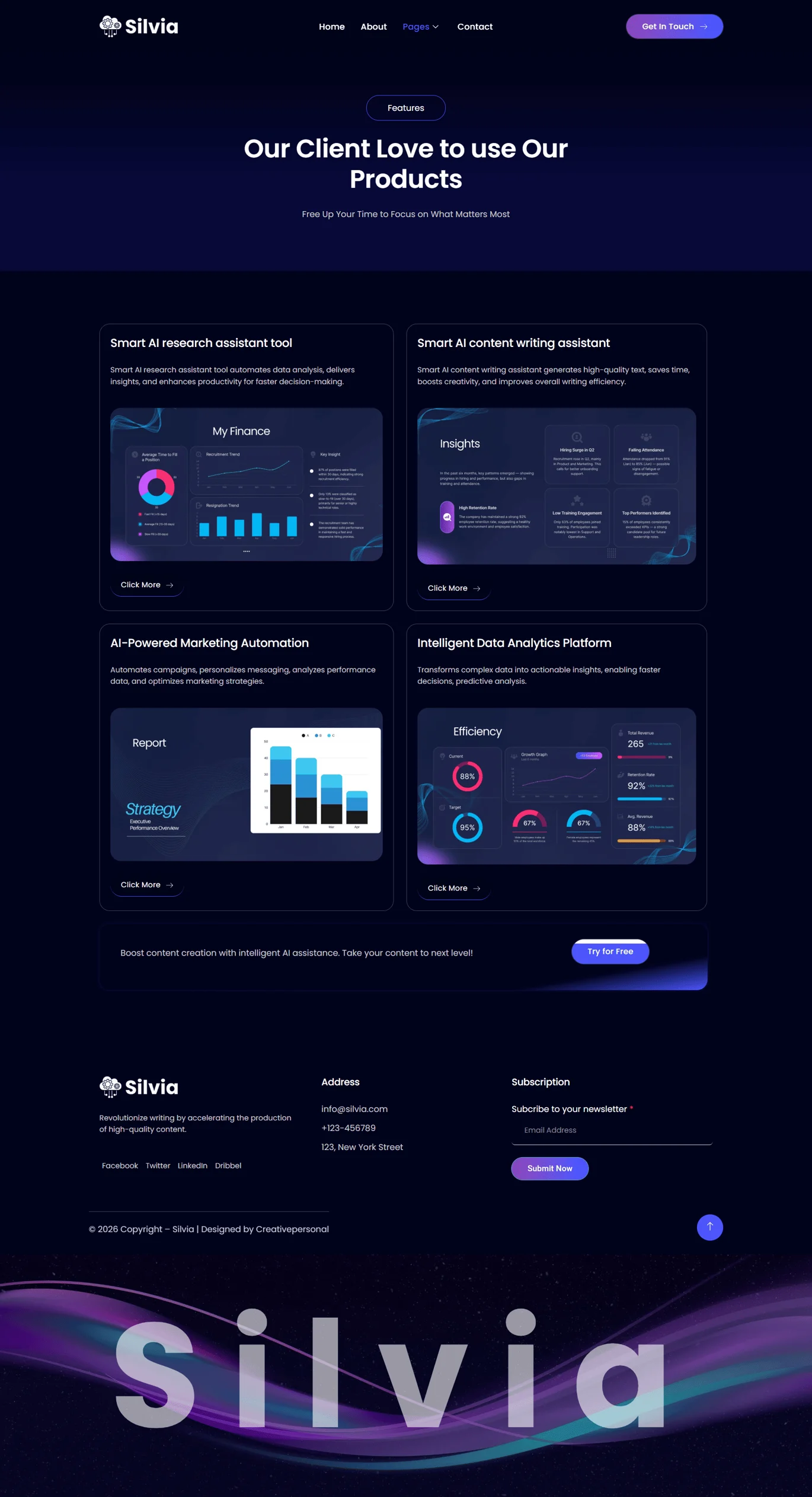 Silvia – 人工智能 SaaS 初创企业 Elementor 模板套件 Preview 6