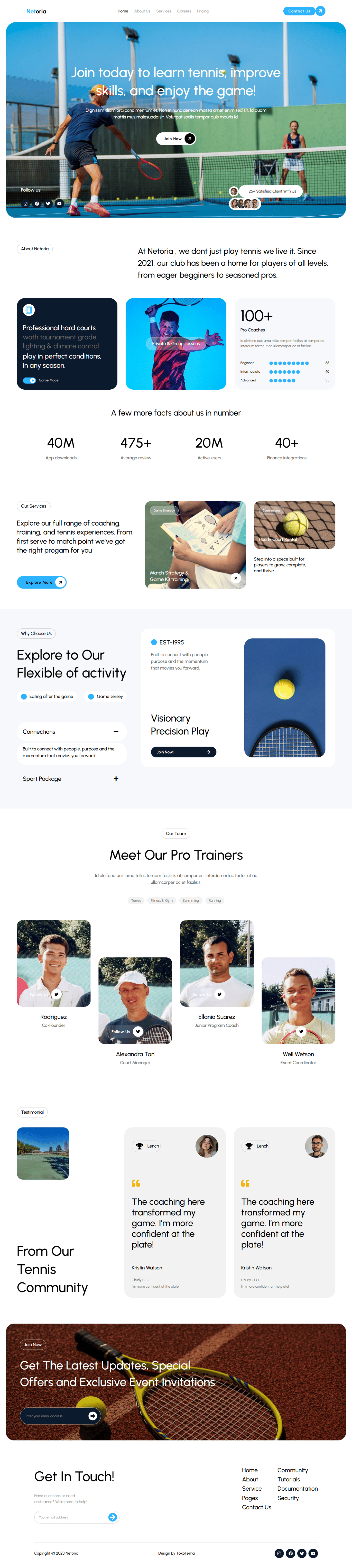 Netoria-网球俱乐部与场地租赁网站 Elementor 模板套件 Preview 7