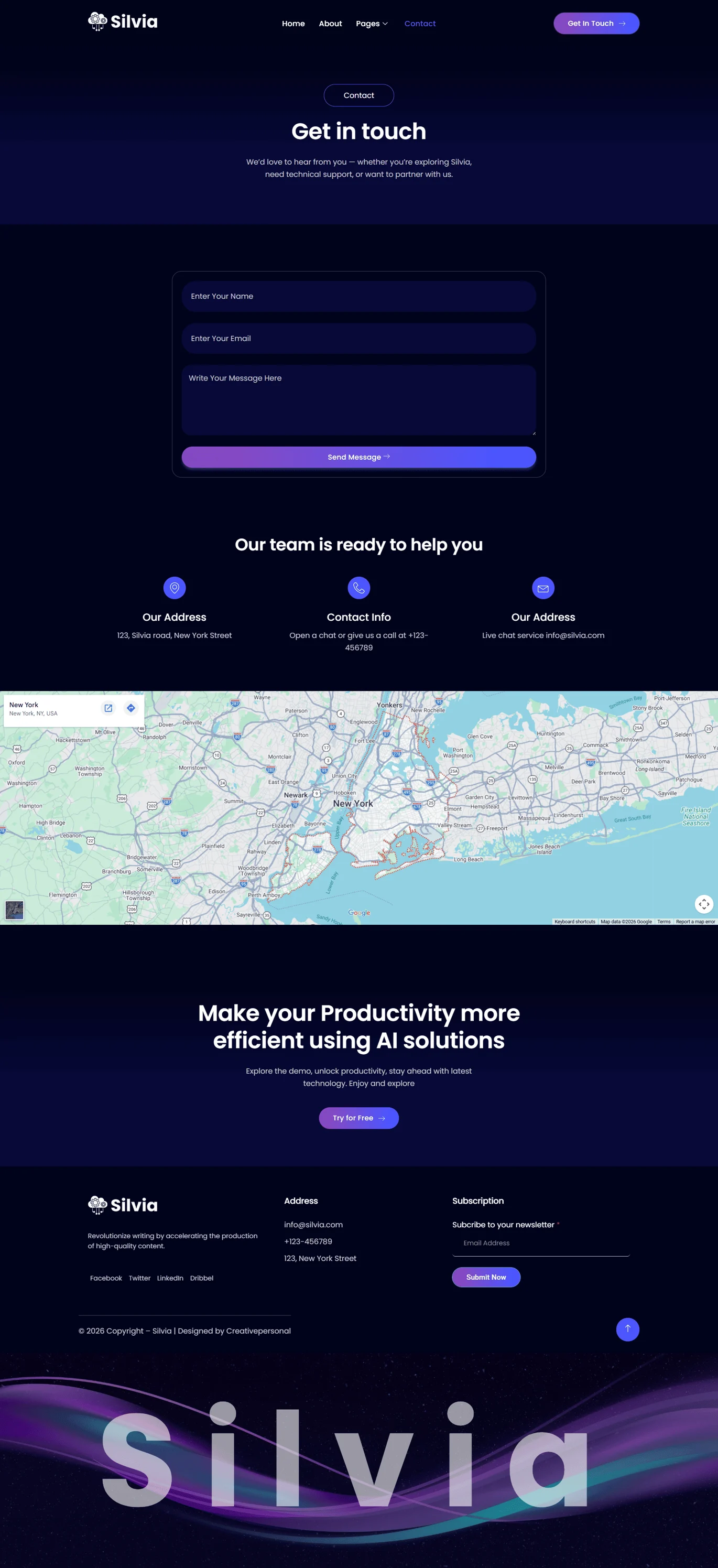 Silvia – 人工智能 SaaS 初创企业 Elementor 模板套件 Preview 2