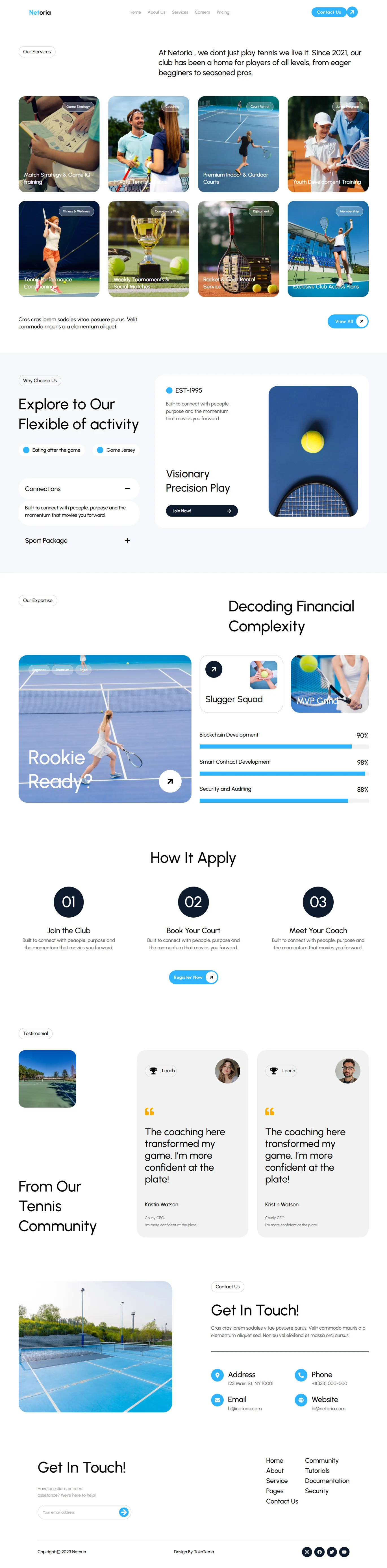 Netoria-网球俱乐部与场地租赁网站 Elementor 模板套件 Preview 6