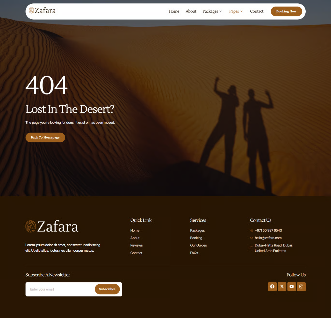 Zafara-沙漠探险旅行团 Elementor 模板套件 Preview 1