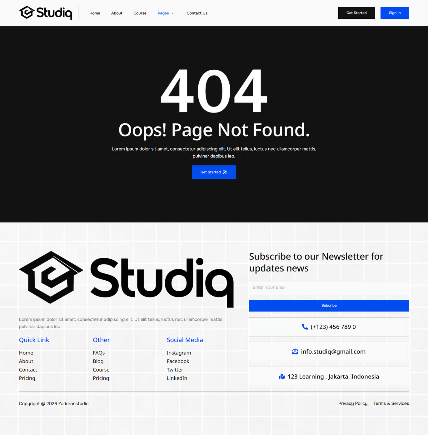 Studiq-在线课程与教育培训 Elementor Pro 模板套件 Preview 5
