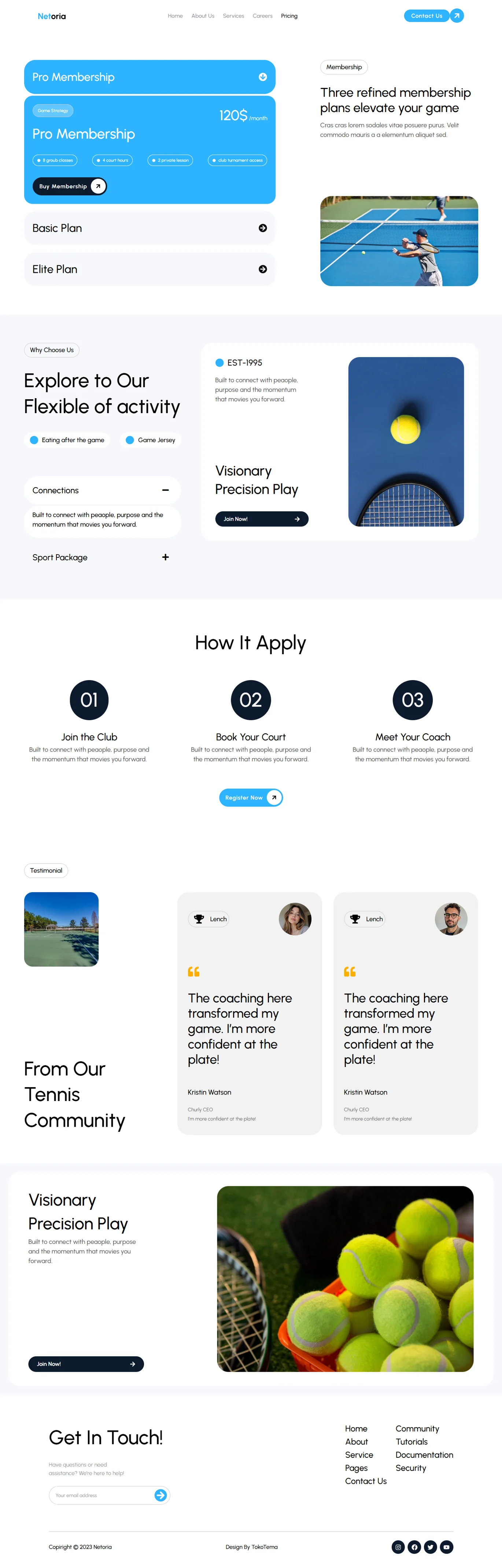 Netoria-网球俱乐部与场地租赁网站 Elementor 模板套件 Preview 1