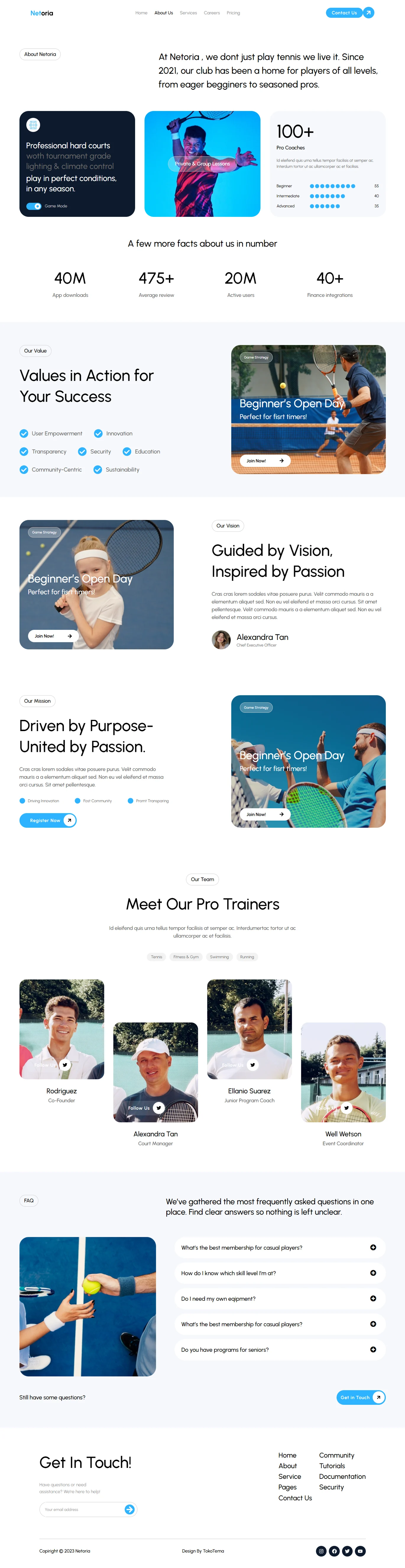 Netoria-网球俱乐部与场地租赁网站 Elementor 模板套件 Preview 2