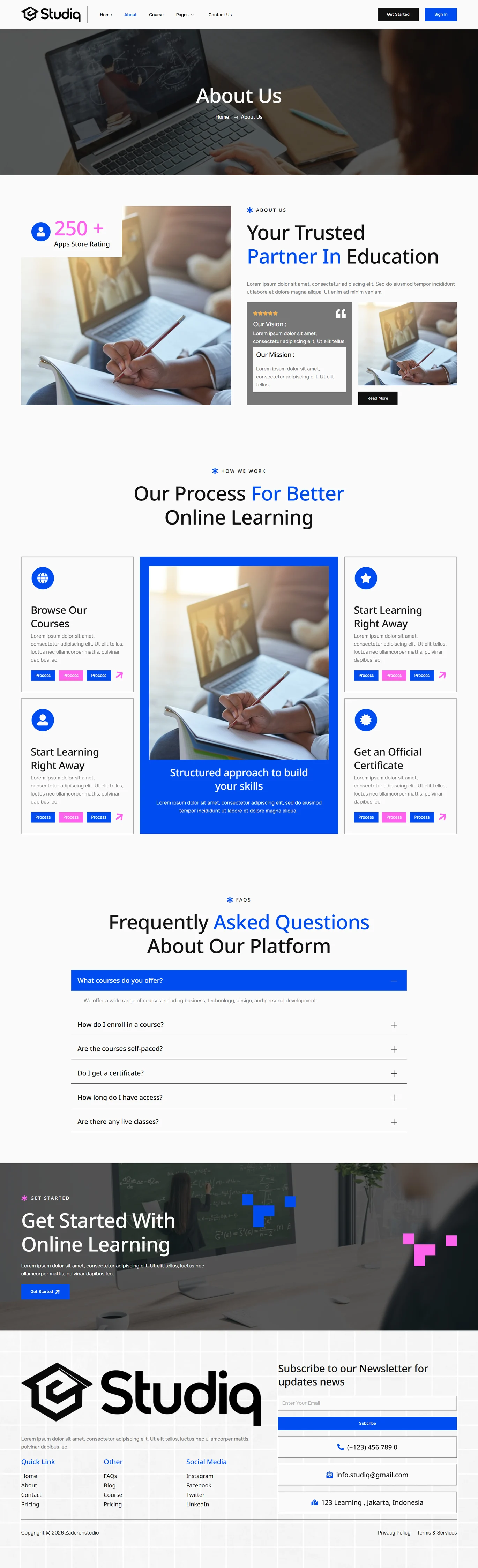 Studiq-在线课程与教育培训 Elementor Pro 模板套件 Preview 1