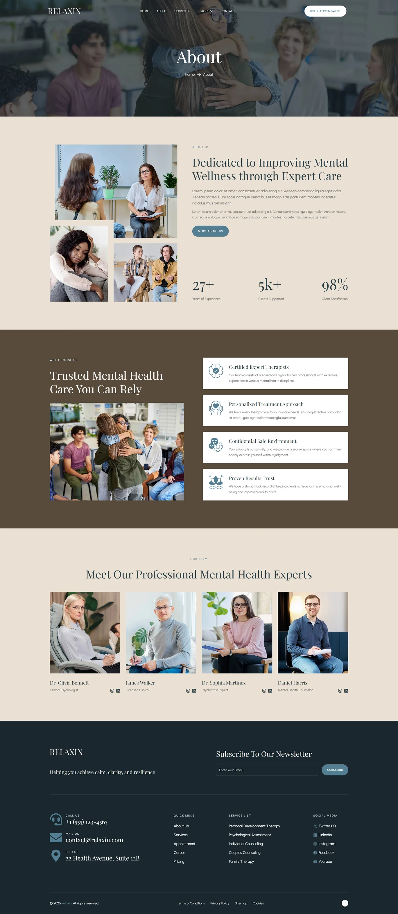 Relaxin-心理健康与心理治疗 Elementor 模板套件 Preview 2