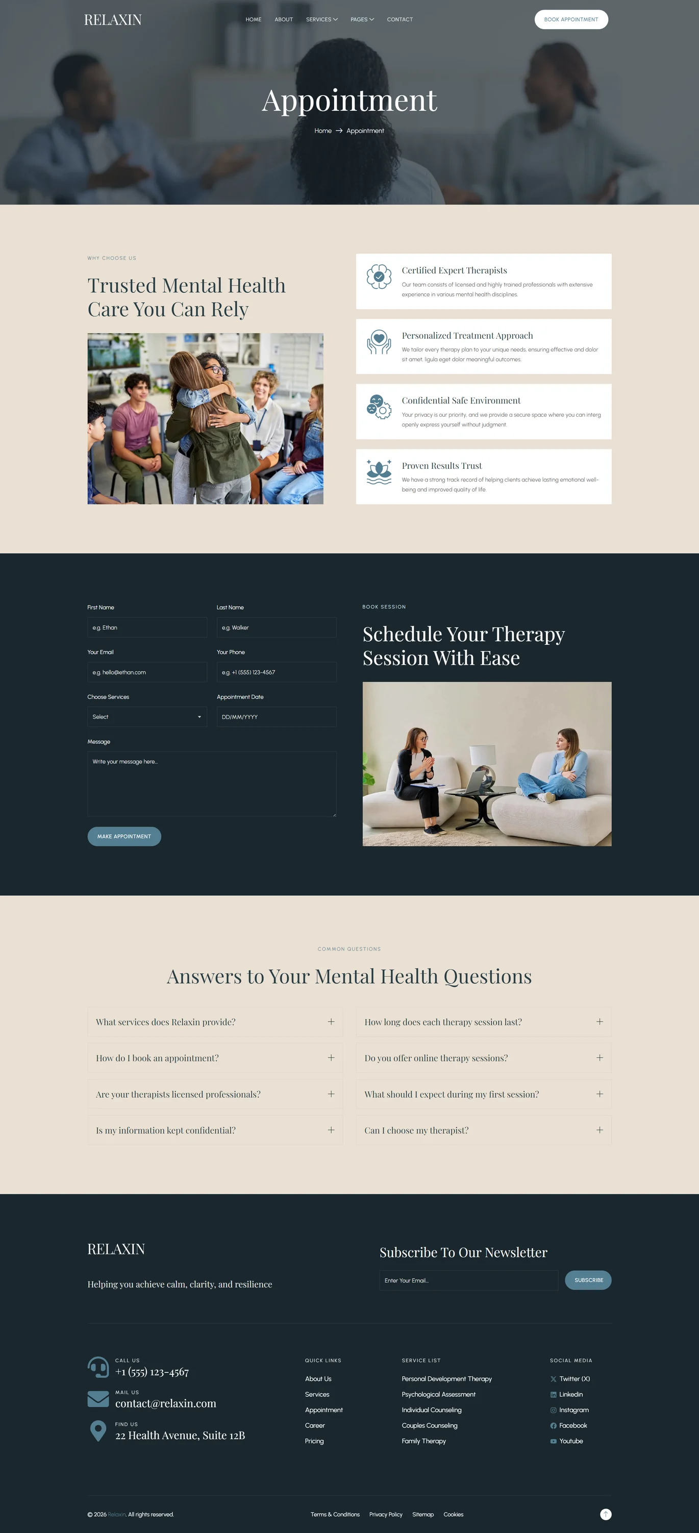 Relaxin-心理健康与心理治疗 Elementor 模板套件 Preview 1