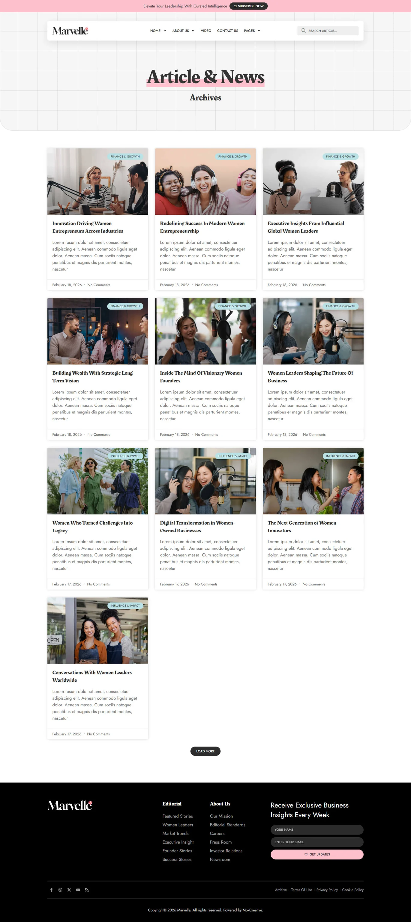 Marvelle – 现代女性风格博客与杂志 Elementor Pro 模板套件 Preview 12