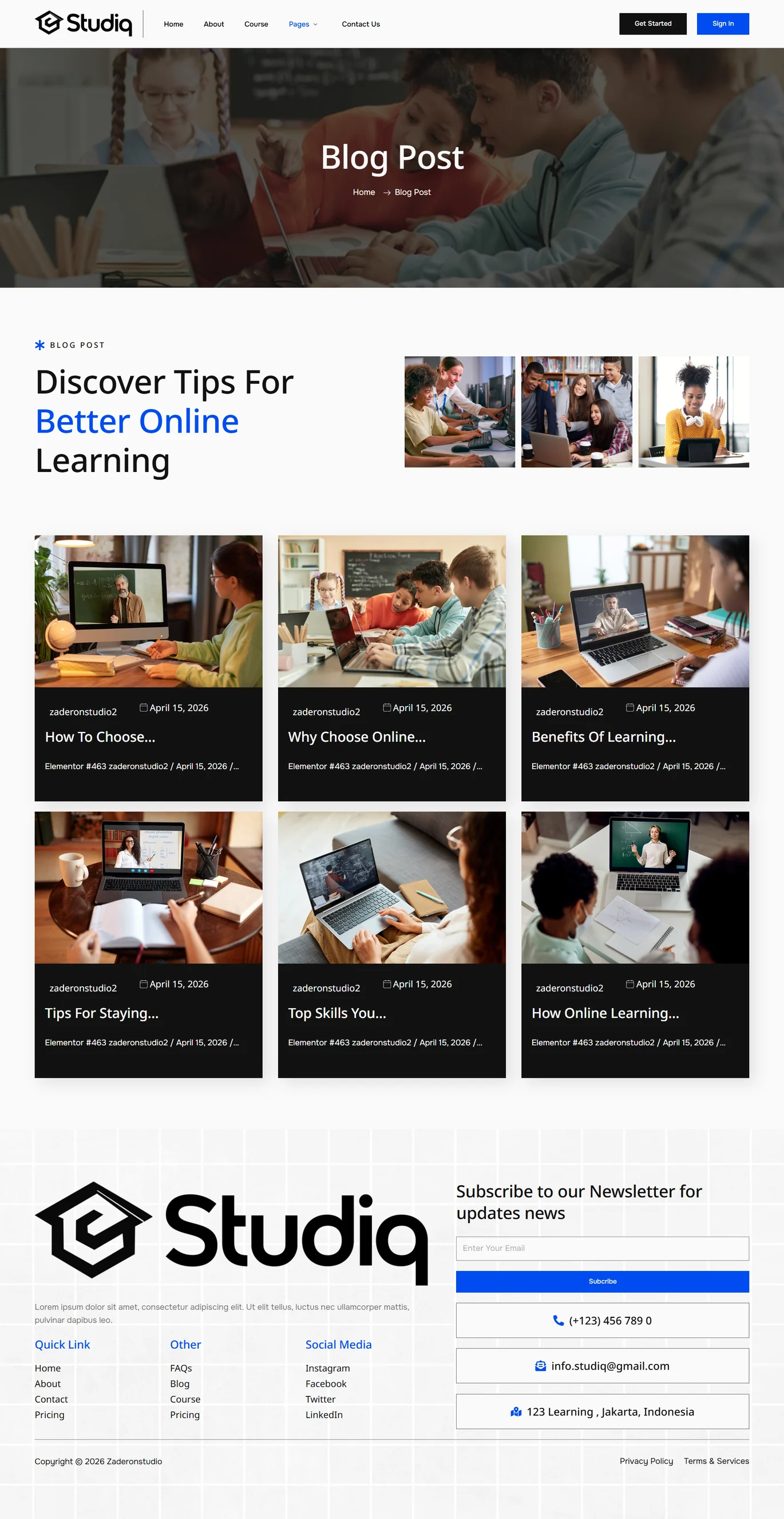 Studiq-在线课程与教育培训 Elementor Pro 模板套件 Preview 7