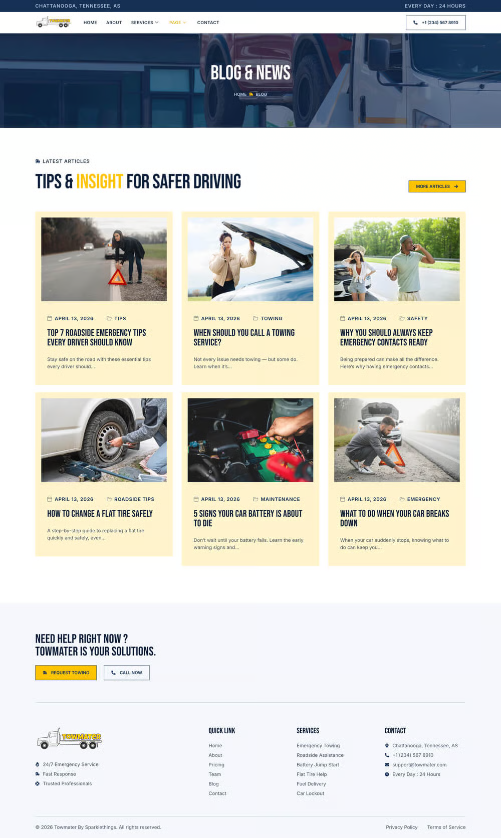 Towmater–应急拖车服务 Elementor 模板套件 Preview 6