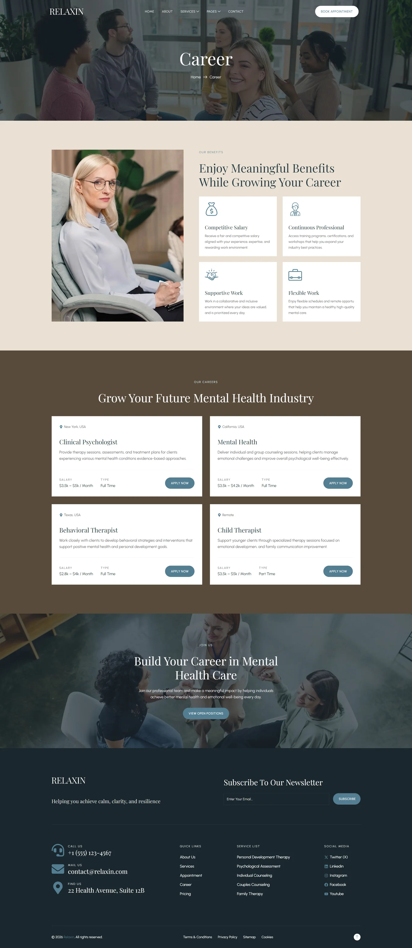 Relaxin-心理健康与心理治疗 Elementor 模板套件 Preview 7