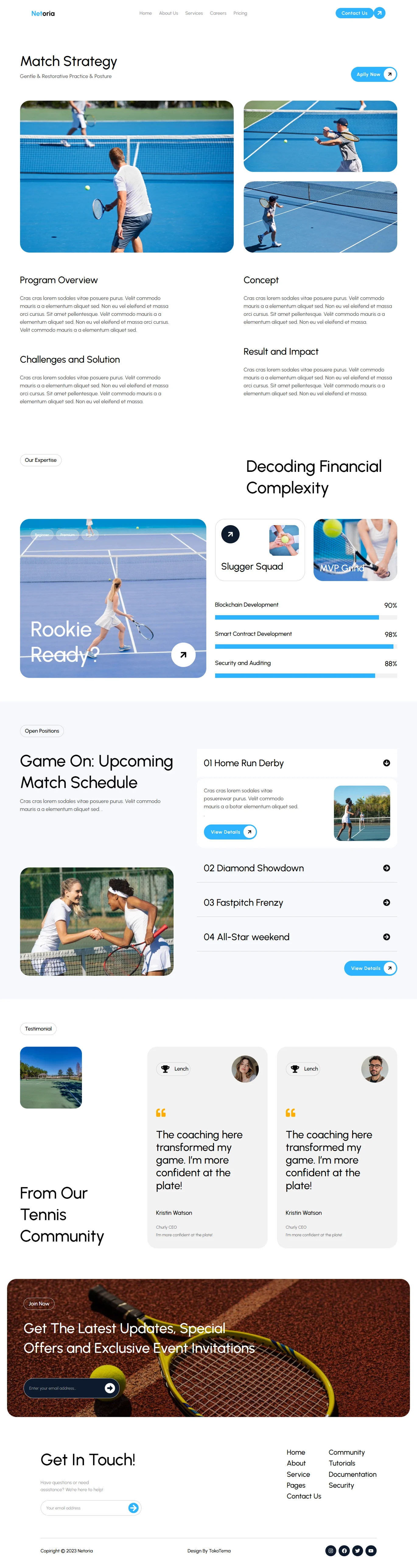 Netoria-网球俱乐部与场地租赁网站 Elementor 模板套件 Preview 3