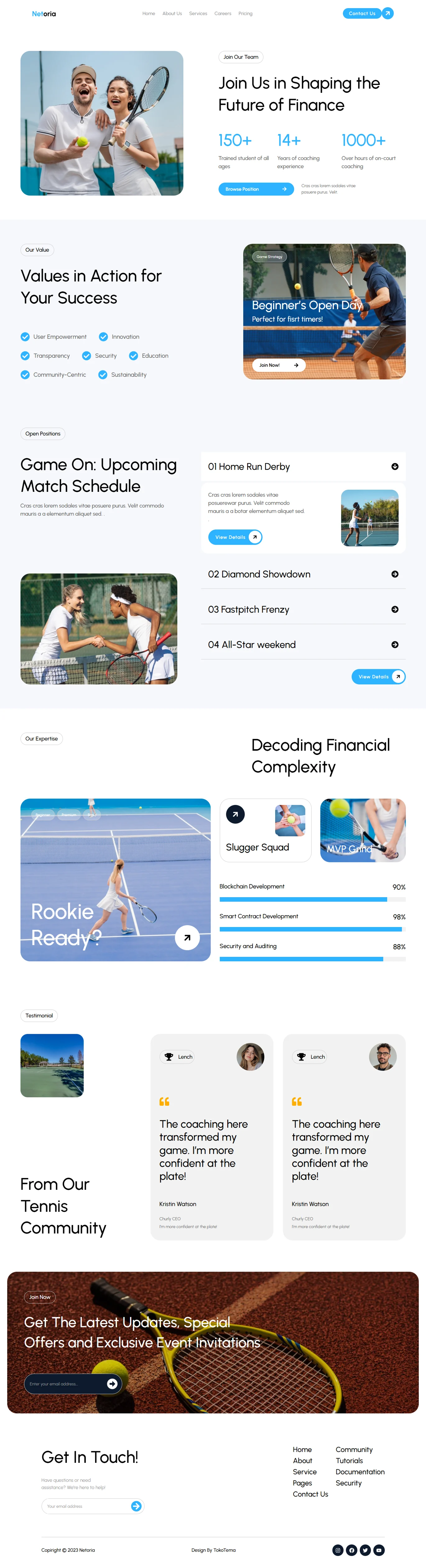Netoria-网球俱乐部与场地租赁网站 Elementor 模板套件 Preview 8