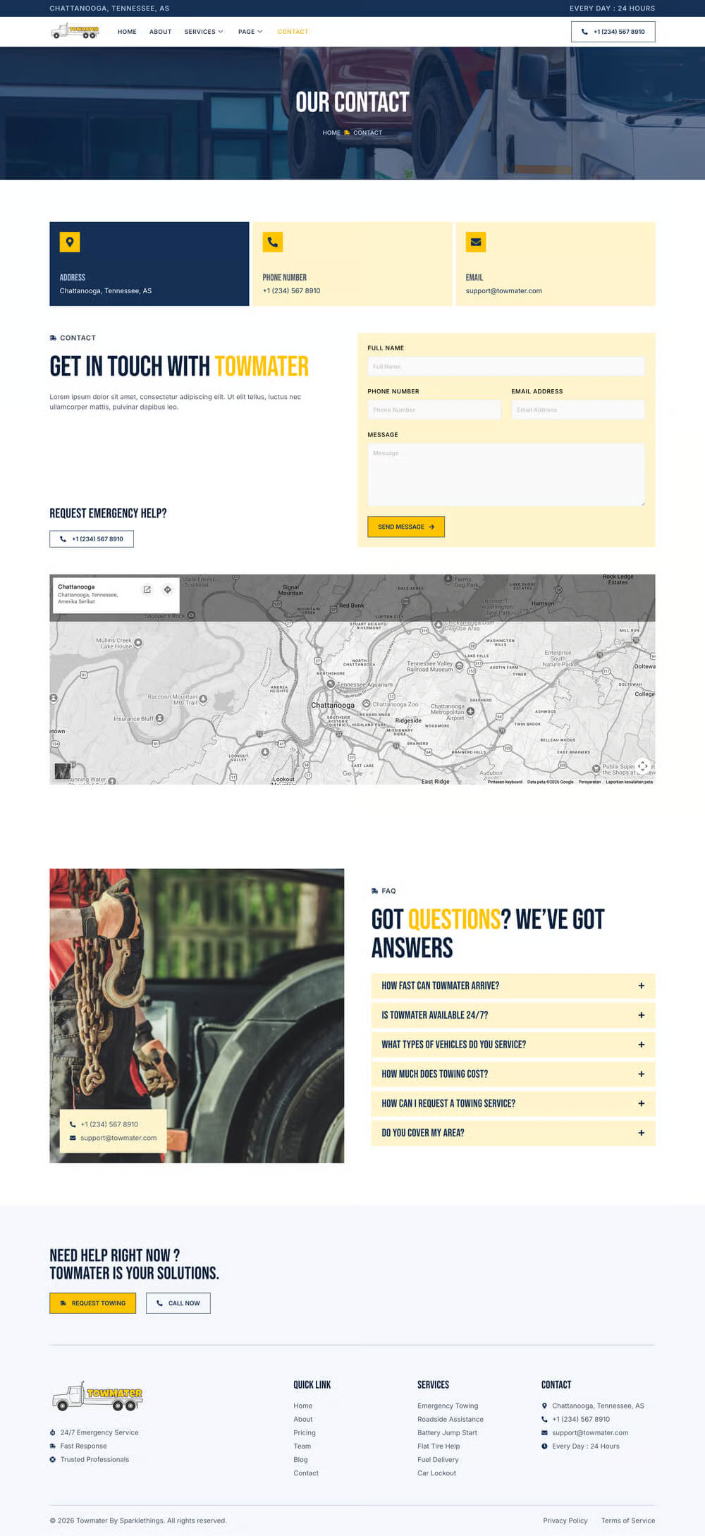 Towmater–应急拖车服务 Elementor 模板套件 Preview 7