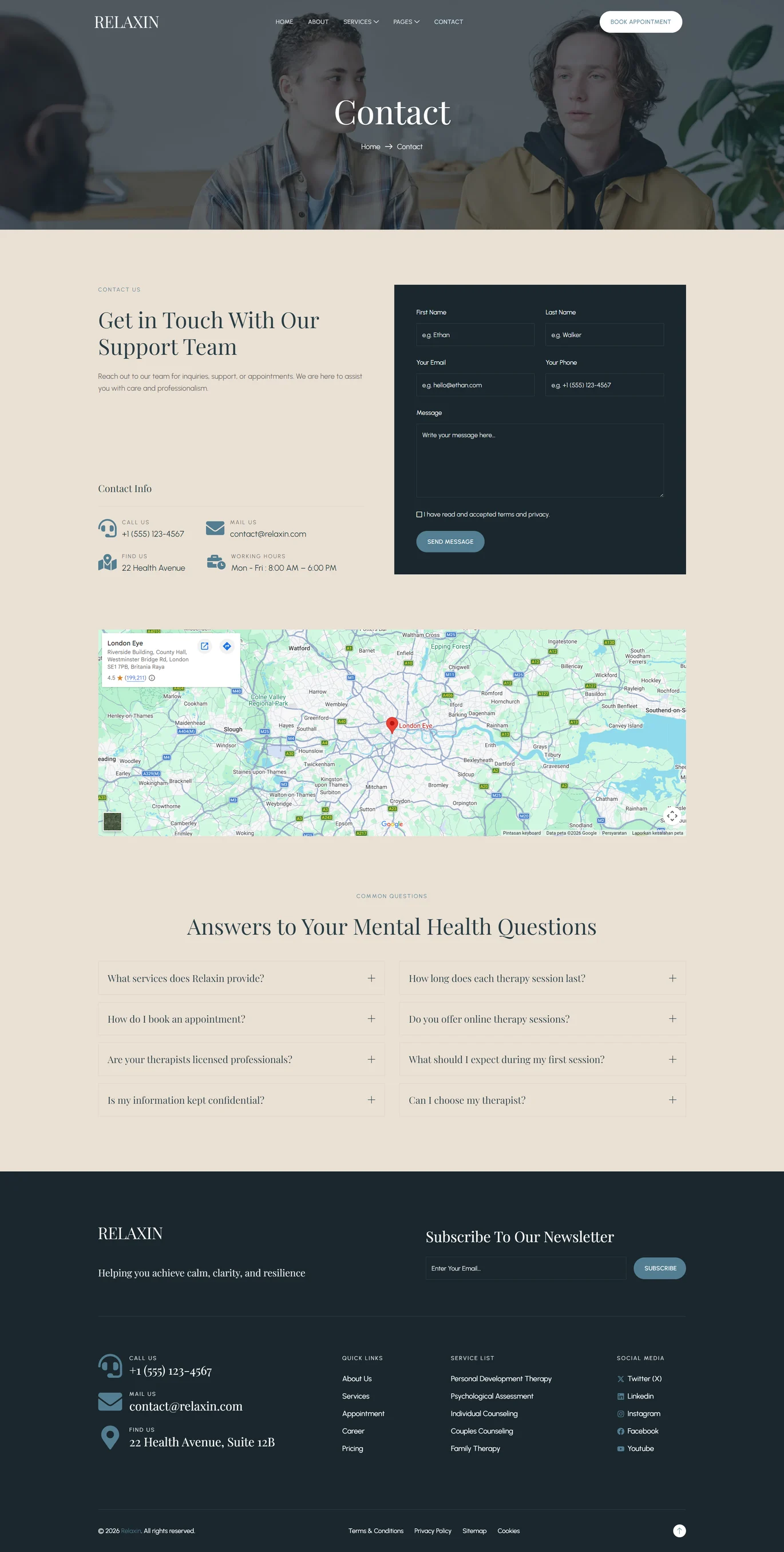 Relaxin-心理健康与心理治疗 Elementor 模板套件 Preview 4