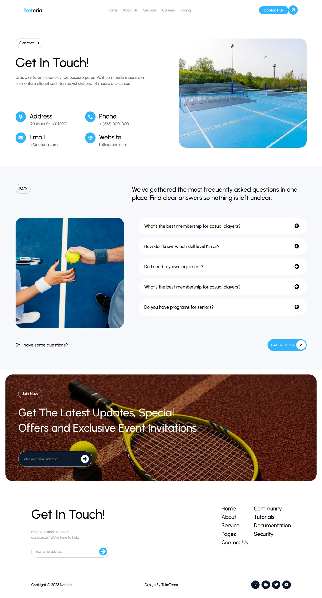 Netoria-网球俱乐部与场地租赁网站 Elementor 模板套件 Preview 5