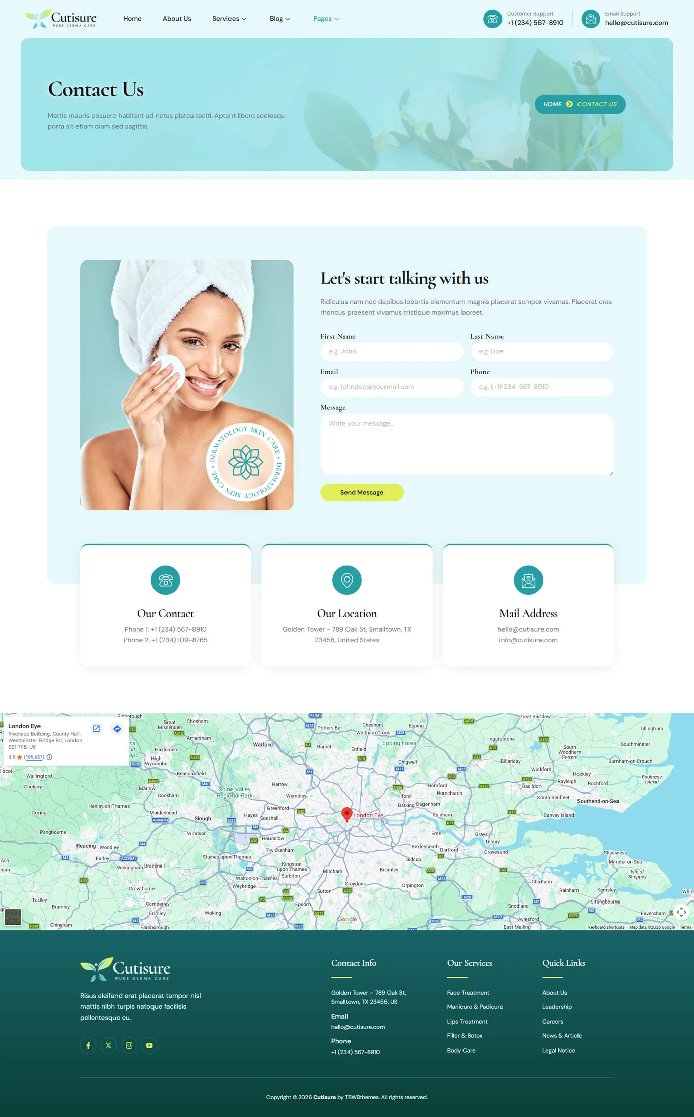 Cutisure – 美容诊所与皮肤科 Elementor 模板套件 Preview 3