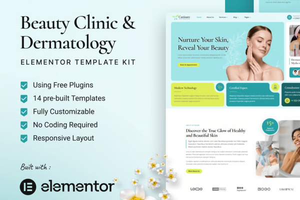 Cutisure – 美容诊所与皮肤科 Elementor 模板套件
