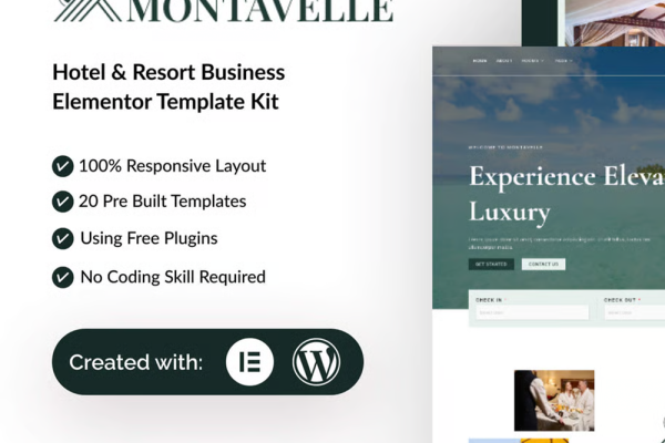 Montavelle-酒店与度假村商务 Elementor 模板套件