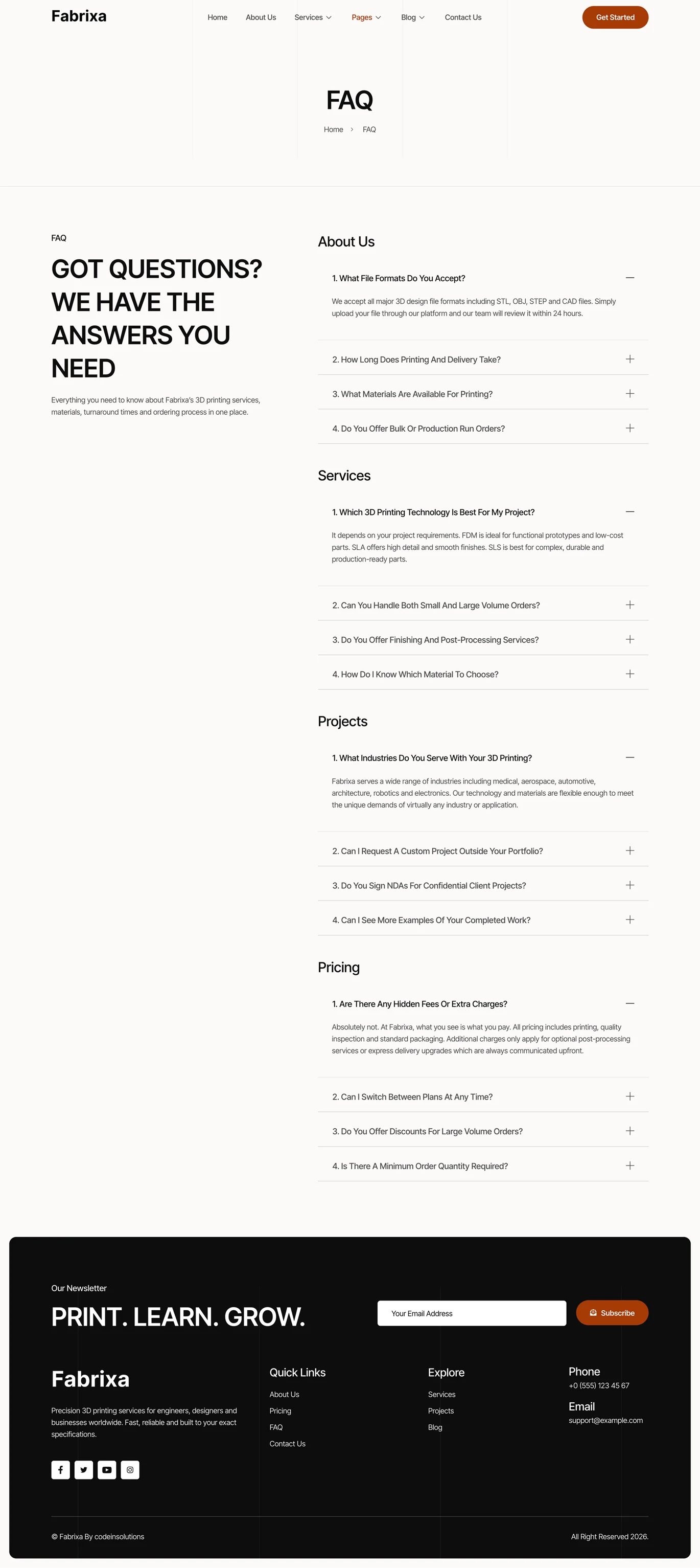 Fabrixa -3D 打印服务 Elementor 模板套件 Preview 1