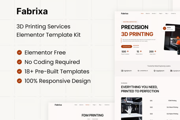 Fabrixa -3D 打印服务 Elementor 模板套件
